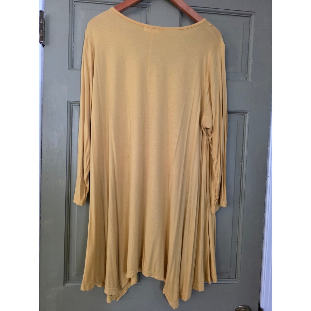 Larace Mustard Yellow Sharkbite Hem Tunic Top Long Sleeve Plus Size 3X